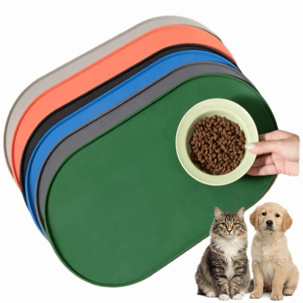 Durable Silicone Pet Food Mat Waterproof Raised Edges Cat Feeding Mat Easy Clean Bpa-Free Dog Food 1005012348774566