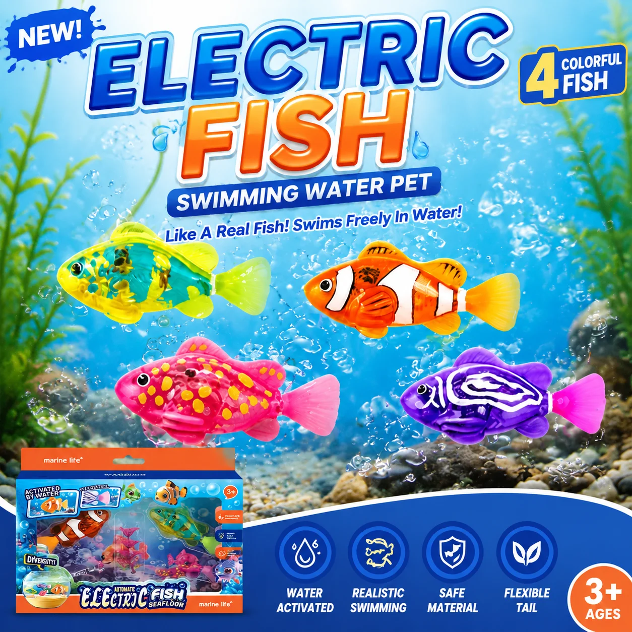 Electric Swimming Fish Toy Water Pet Simulation Magical Sensor Fish Bathing Pool Toy Realistic 1005012349111618