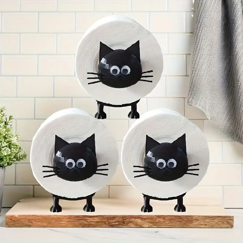 Cat Toilet Paper Holder -3D Printed Black Cat Pattern Fun Bathroom Decoration 1005012349784677