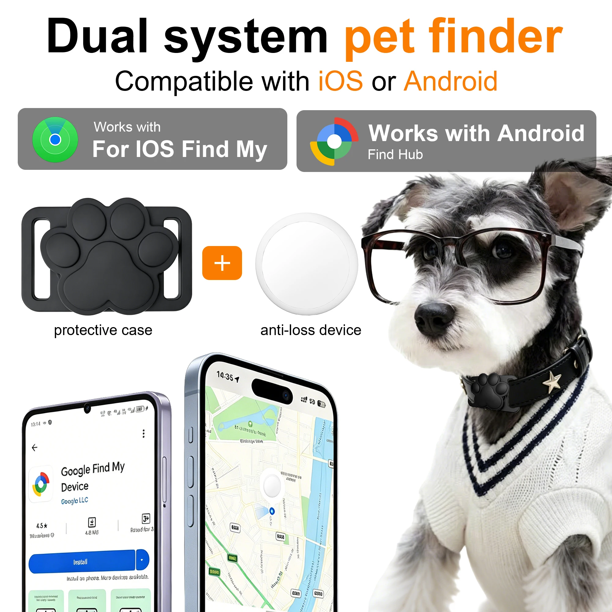 Dual-System Tracker Tag for Dogs and Cats — No Monthly Fees, No Subscription Required 1005012351331086