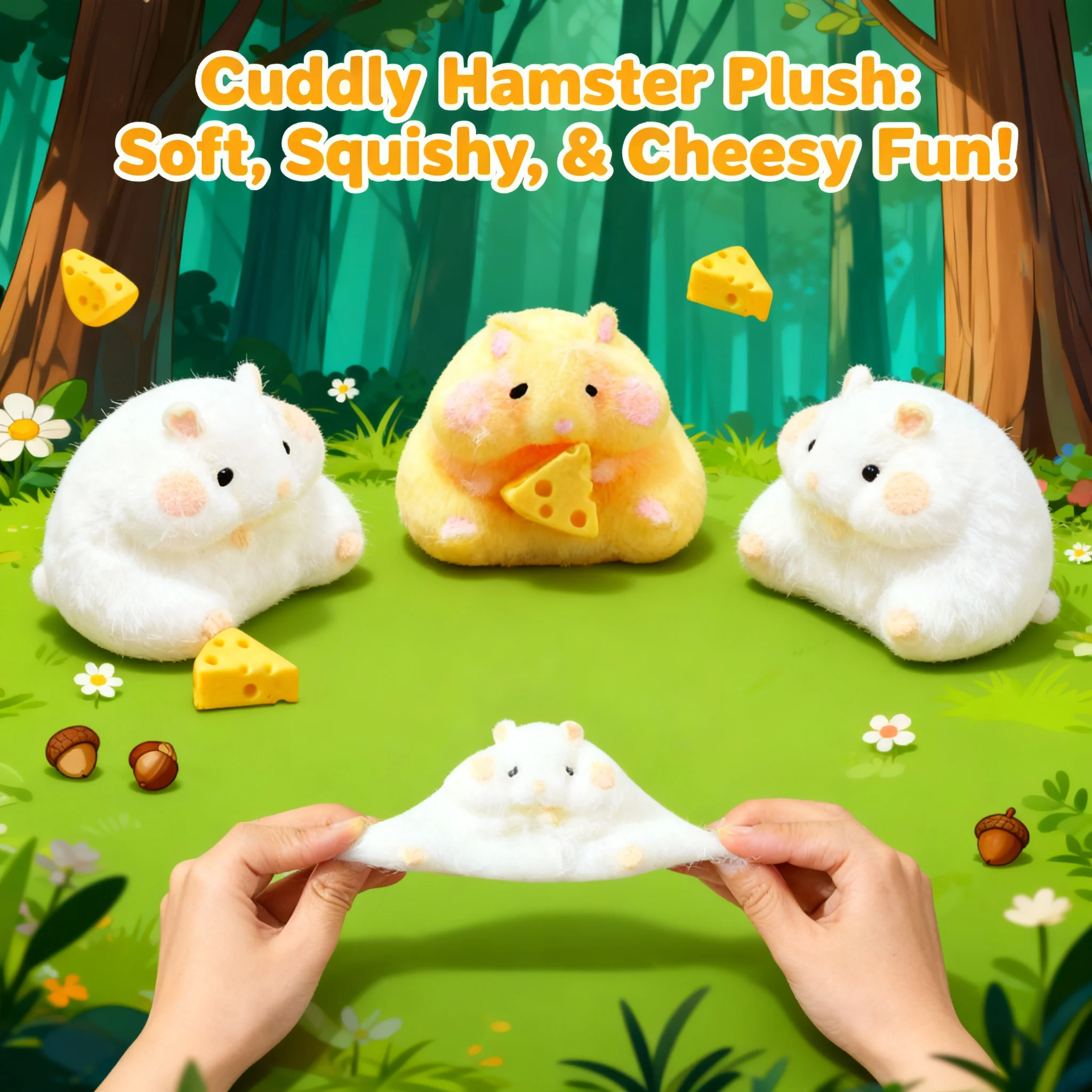 Adorable Squishy Hamster Toy with Cheese Stress Reliever Desktop Decor Funny Decompression Fidget 1005012352419984
