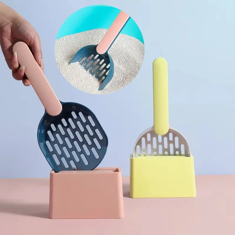Cat Litter Scoop Set with Base Long Handle Clashing Cat Poop Tool High-Grade ABS Plastic Durable 1005012352653815
