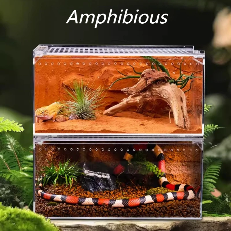 Reptiles Terrarium Lizard Gecko Snake Transparent Breeding Box Anti-escape Breathable Reptile 1005012352745346
