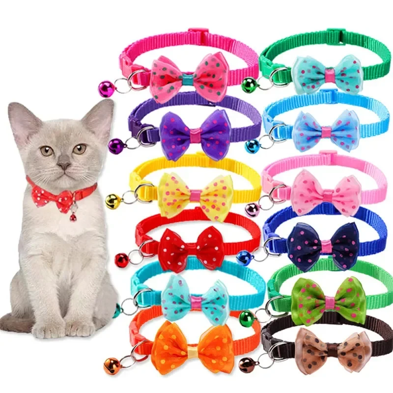 1/2pcs Fashionable Bow Dog and Cat Collar Soft and Comfortable Pet Accessory Set with Bell 1005012352800883