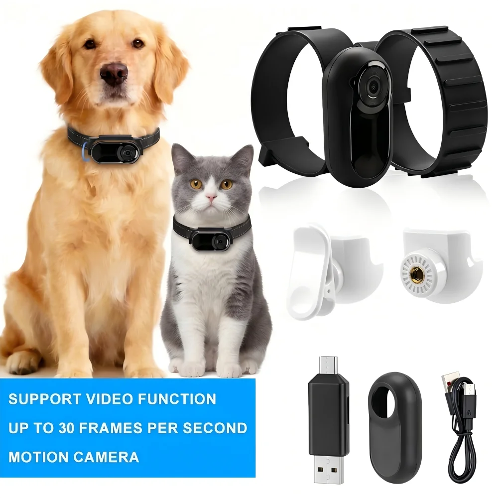1080P HD Pet Collar Camera Wearable Motion Activated Video Cam Portable Tracker for Ship Indoor 1005012356907322