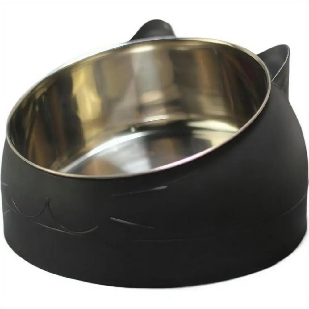 Cat Bowl 15 Degrees Raised Non Slip Upgraded Elevated Cat Dish for Food and Water Stainless (100ML) 1005012366265381