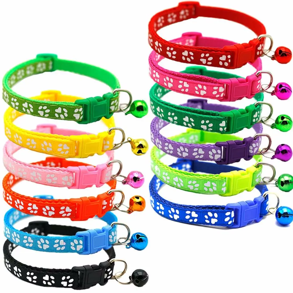Small Lovely with Bell Easy Wear Cat Paw Print Pet Collar Pet Supplies Cat Necklace Grooming 1005012366890258