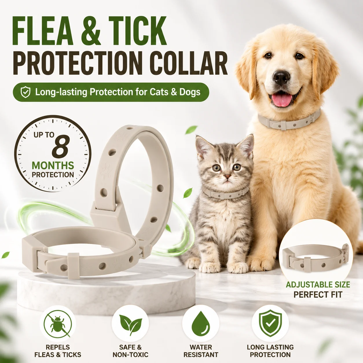 Pet Flea and Tick Collar for Cats Dogs Adjustable Waterproof Collar Repel Fleas Lice Mites 1005012368713813