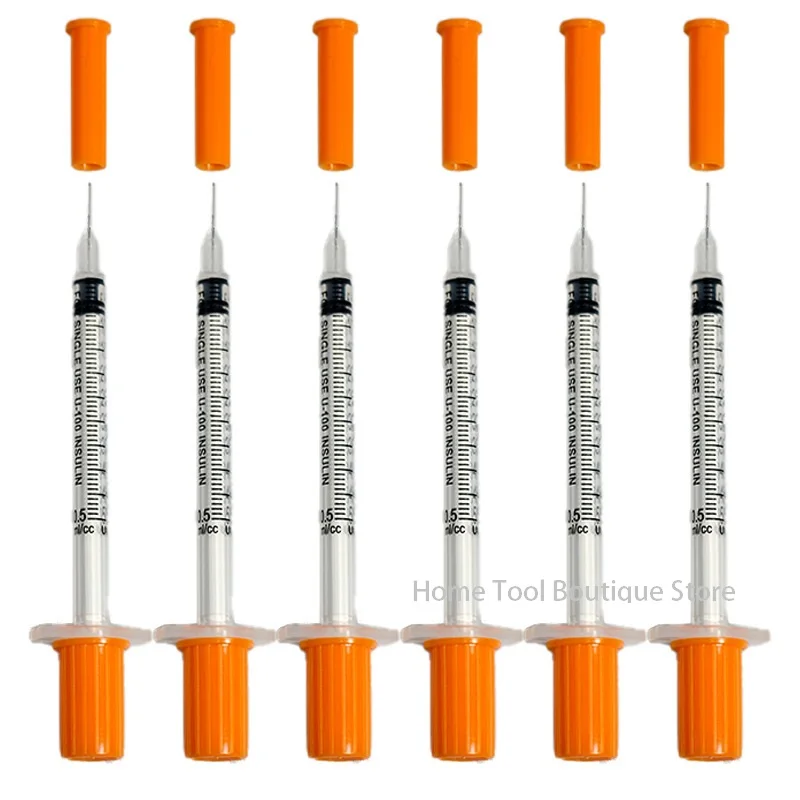 50pcs/Lot 1ml 0.5ml 29G 30G 31G 32G Disposable Plastic Veterinary Syringe with Needles Pet Animal 1005012368913264