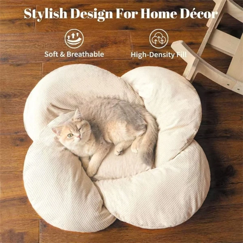 Elevated Flowers Cats Bed with Thickened Soft Cushions Aesthetic Raised Cats Chair for Warmth 1005012369863358