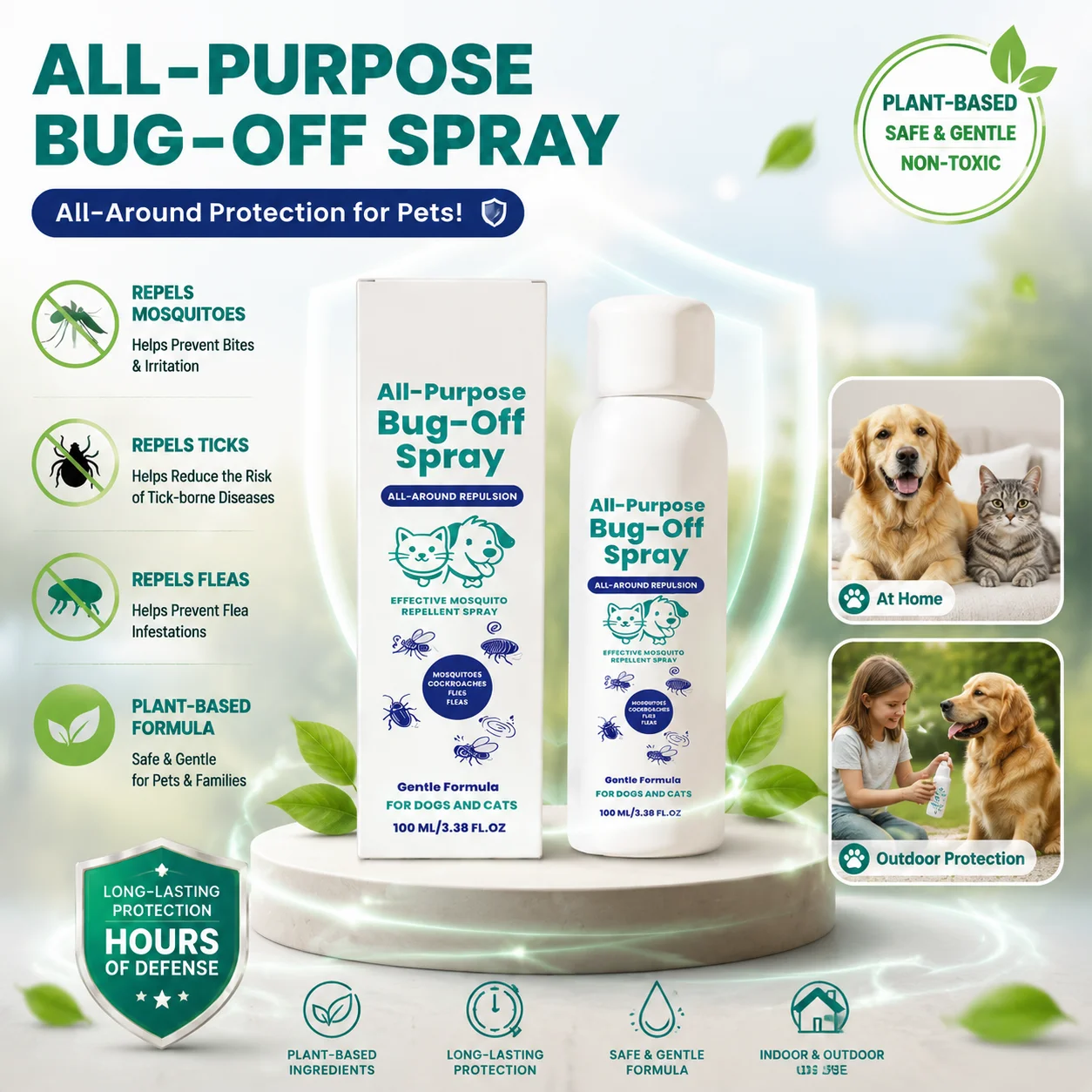 Outdoor Pet Bug Repellent Spray Gentle No Irritating Prevent Fleas Ticks Mosquitoe Universal Body 1005012370604174