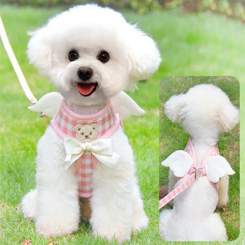 Dog Harness and Leash Set with Angel Wings Pets Adjustable Mesh Vest Bow for Small Medium Dogs Cats 1005012370613710