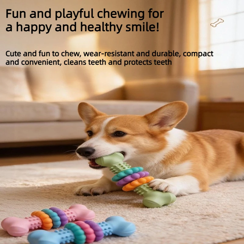 Dog Toy Bone-Shaped Chew Resistant Teething Self-Entertainment Boredom-Relief Gadget 1005012371707060