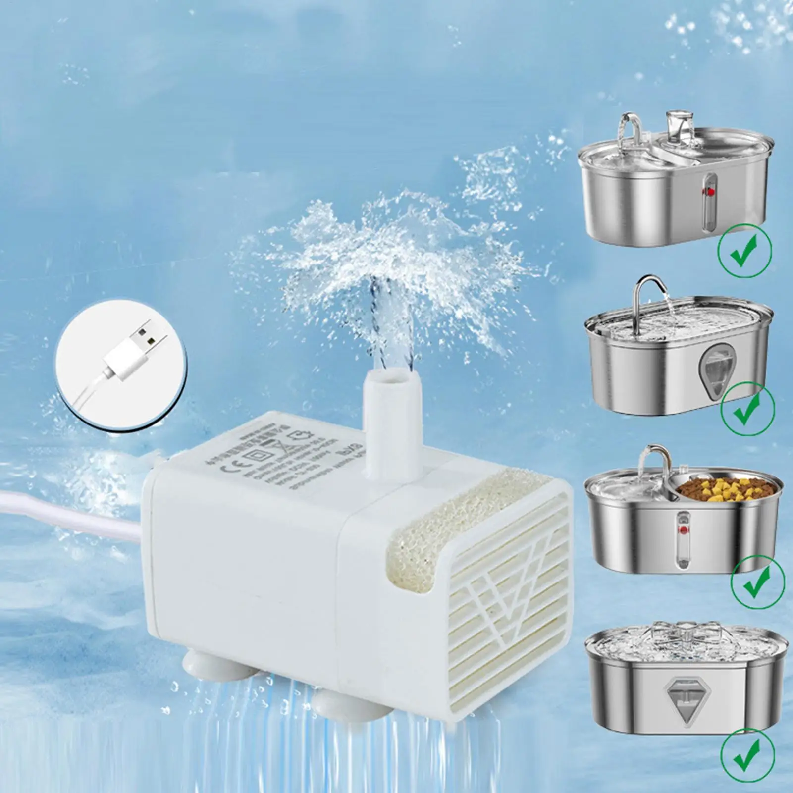 Pet Cat Water Fountain Pump Replacement Quiet Feeding Durable Safe Supplies for Drinking Dispenser 1005012371868305