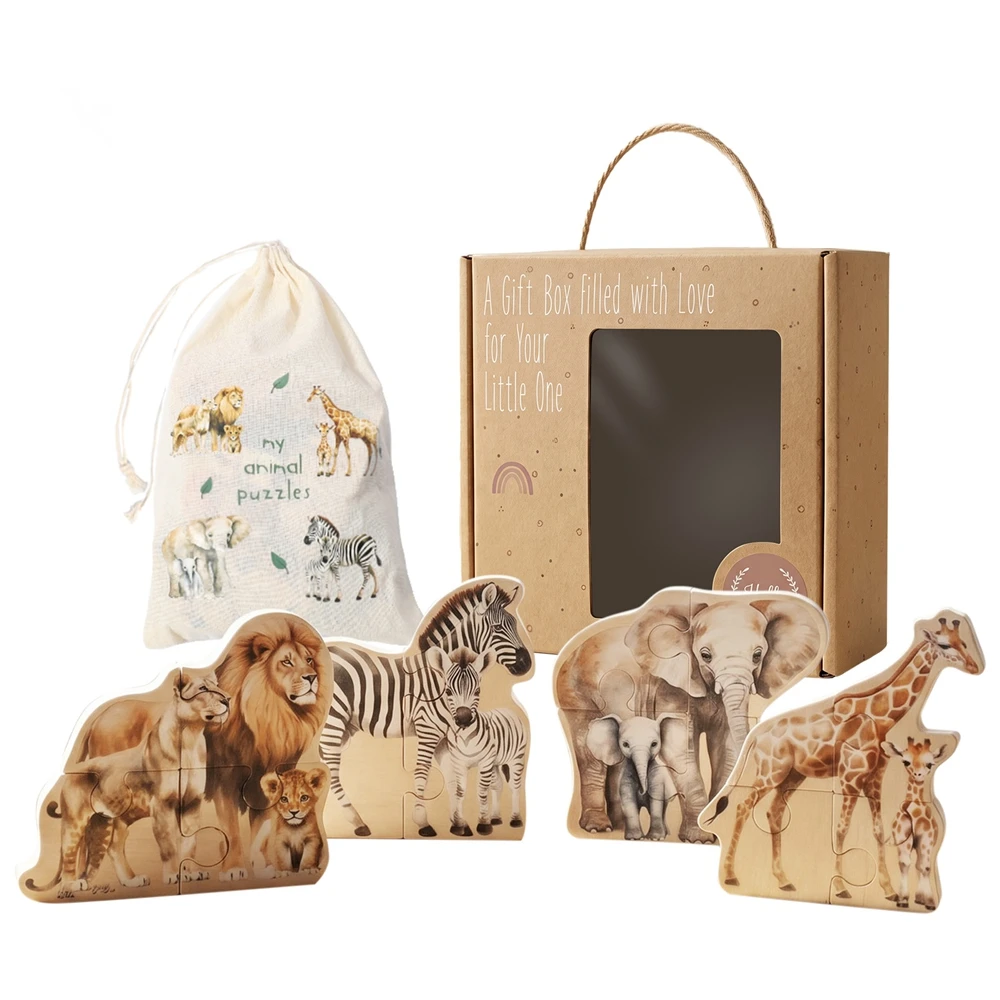 Cute Wooden Animal Puzzle Set for Kids, Rabbit Owl Deer Fox Toddler Learning Toy 1005012372294638
