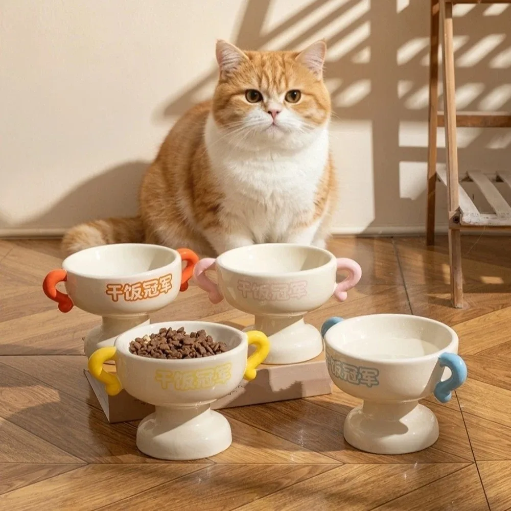 Elevated Cat Food Water Bowl Non-Slip Base Large Capacity Ceramic Pet Bowl Stable High Feet Pet 1005012372945669