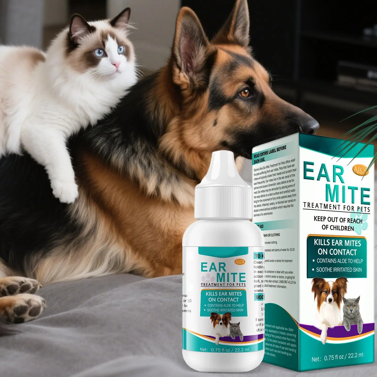 Pet Ear Cleaner Oil for Cats Dogs, 22.2ml Tick Removal Liquid 1005012374153746