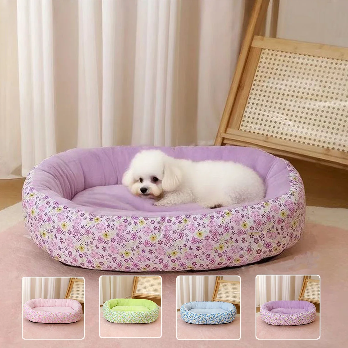 Floral All Season Dog Bed for French Bulldog Chihuahua Soft Cat Dogs Sleeping Puppy Pad 1005012374709573