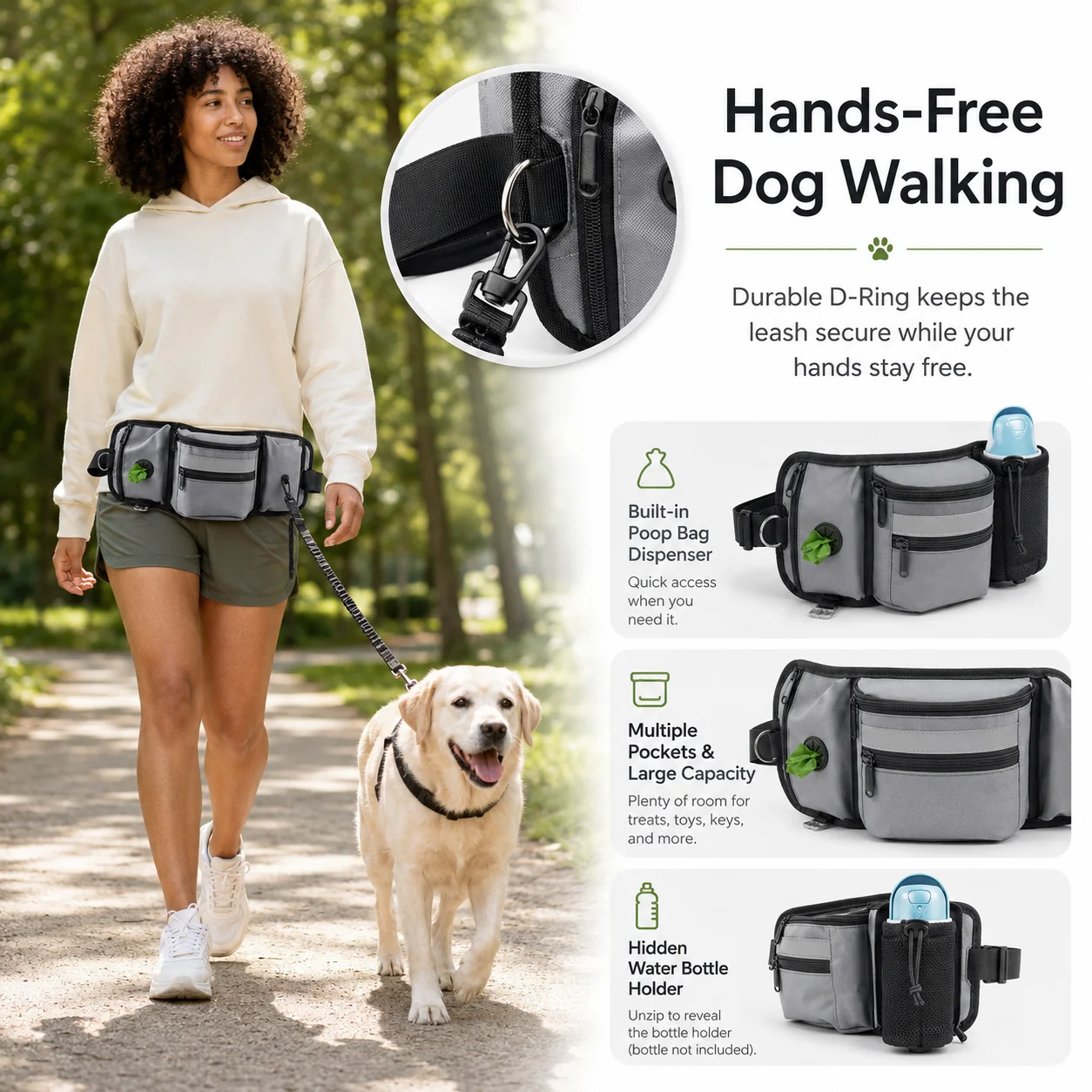 Dog Treat Pouch Waist Bag for Training Walking, Portable Snack Bag with D Ring 1005012376805194
