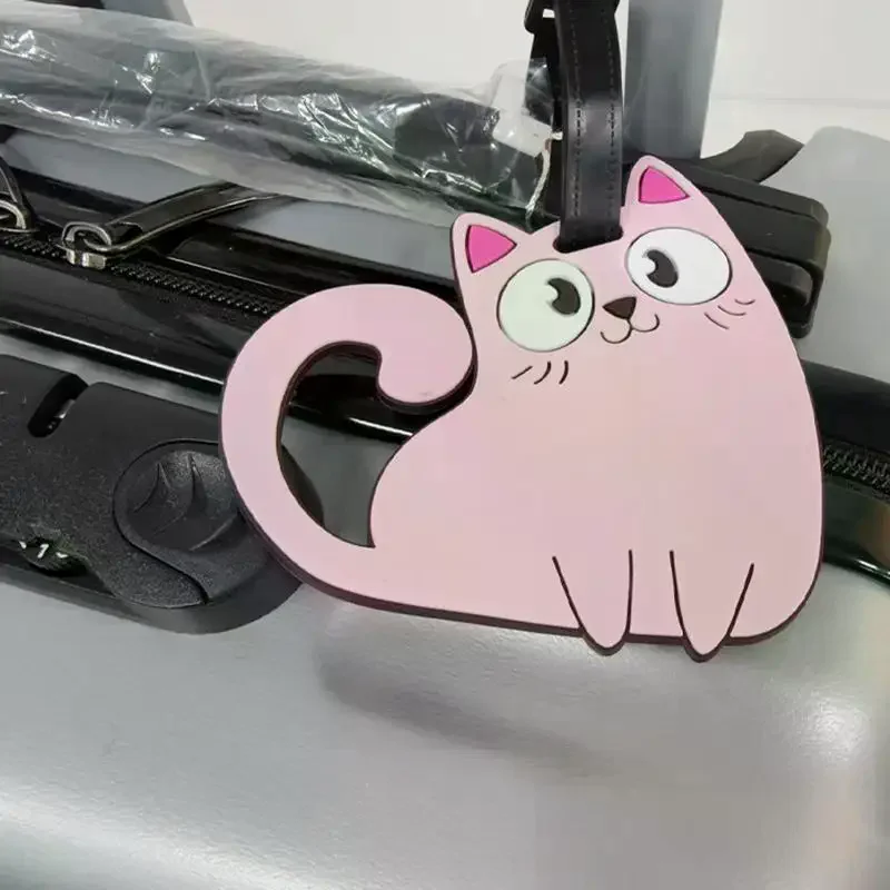 Cute Cat Luggage Tag Set, Durable PVC Material, Stylish Travel Bag Accessory (2 Piece) 1005012379268668