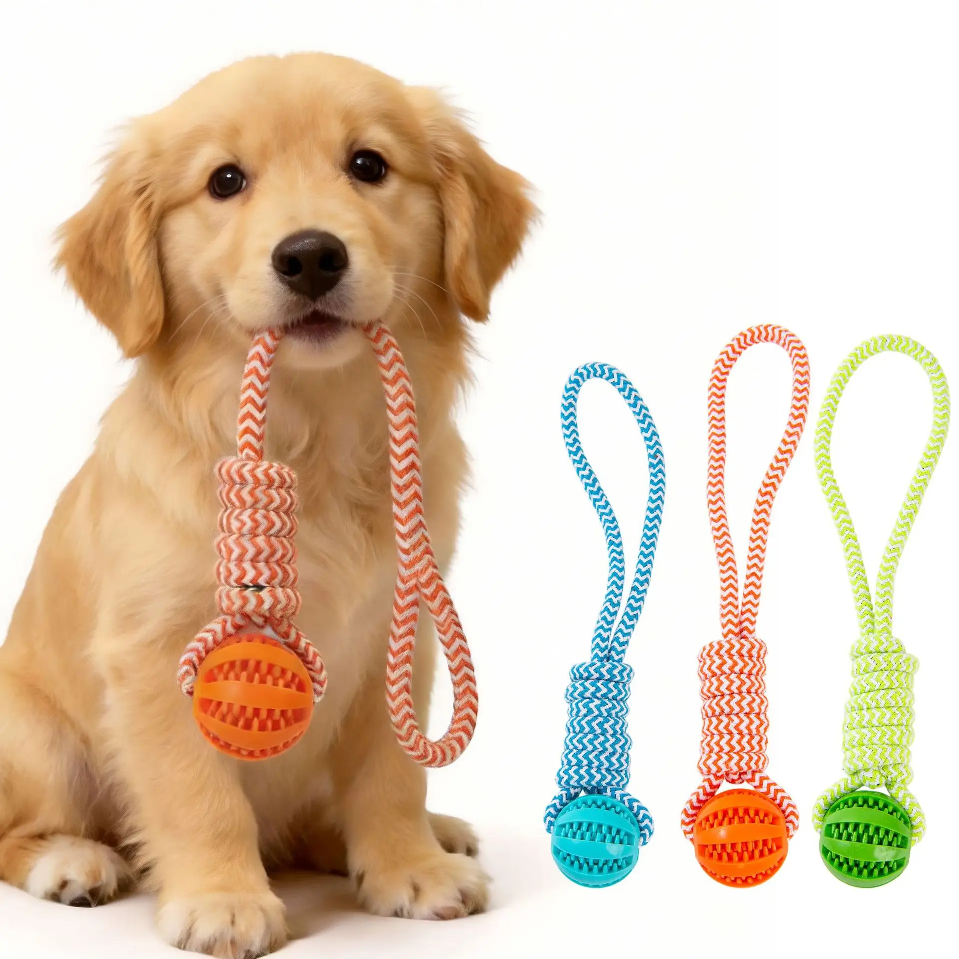 With Leaking Food Ball Interactive Tug of War Chew Toy Teeth Cleaning Bite Resistant Cotton Rope 1005012379705673