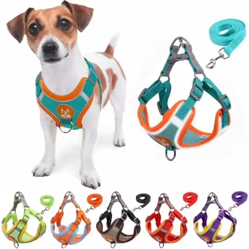 Dogs Adjustable Harness Leash Set for Small Medium Dogs Harness Vest Reflective Puppy Chest Strap 1005012380698457