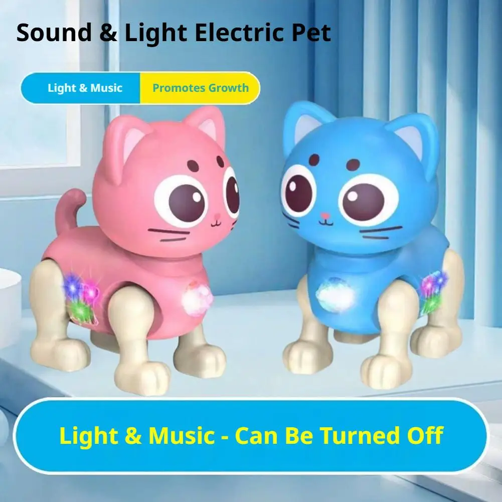 Smart Interactive Robotic Cat Simulated Walking, Light, Sound, Children's Educational Crawling 1005012382810711