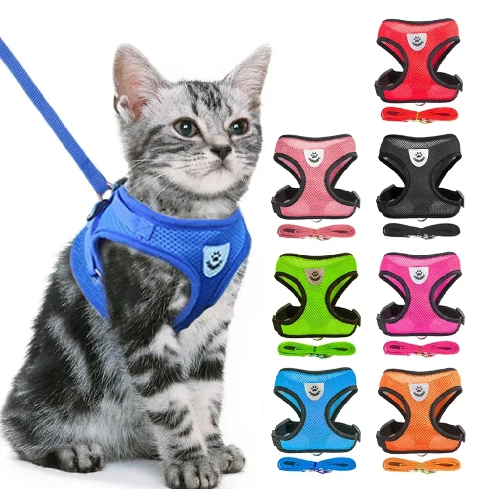 Cat Harness Vest Walking Lead Leash for Puppy Dogs Collar Polyester Adjustable Mesh Dog Harness 1005012382998213