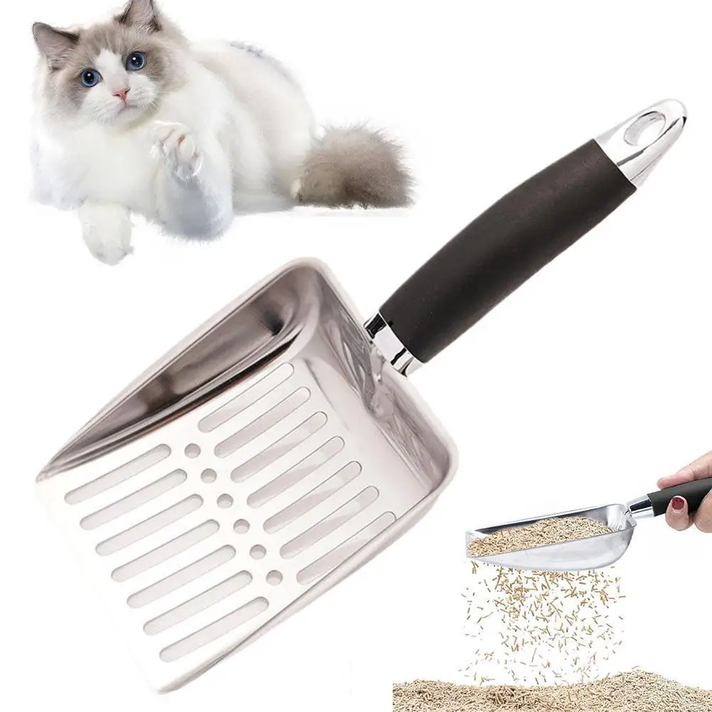 Stainless Steel Cat Litter Scoop with Non-Slip Rubber Handle, Metal Sifter Scooper for Cats Poop 1005012384819730