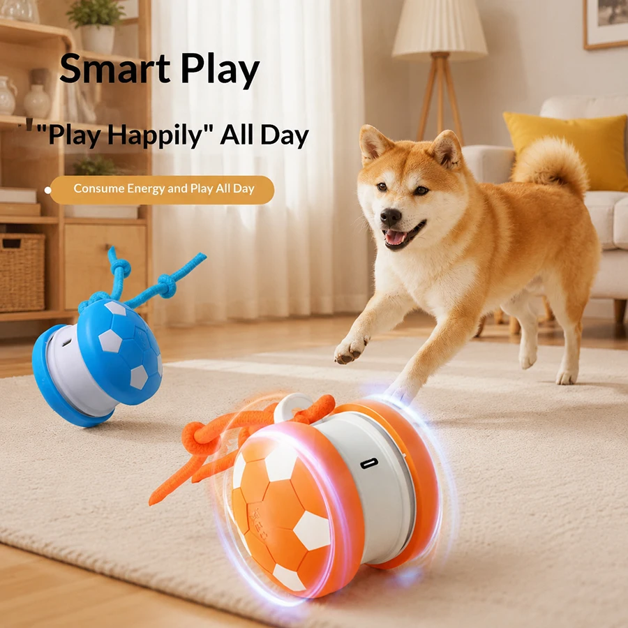 Smart Interactive Dogs Toy Balls Pets Dual-Wheel Spinning Electric Ball USB Rechargeable 1005012386065529