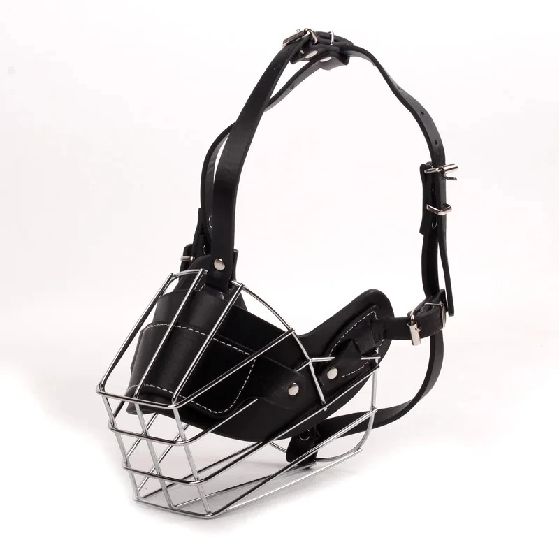 Dog Muzzle Anti Biting Pet Mouth Mask Adjustable & Breathable Leather Metal Muzzle Protection Cover 1005012386114194
