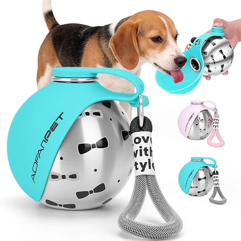 Portable Dog Water Bottle Stainless Steel Travel Cat Dispenser with Bowl No-Spill Puppy for Walking 1005012387864478