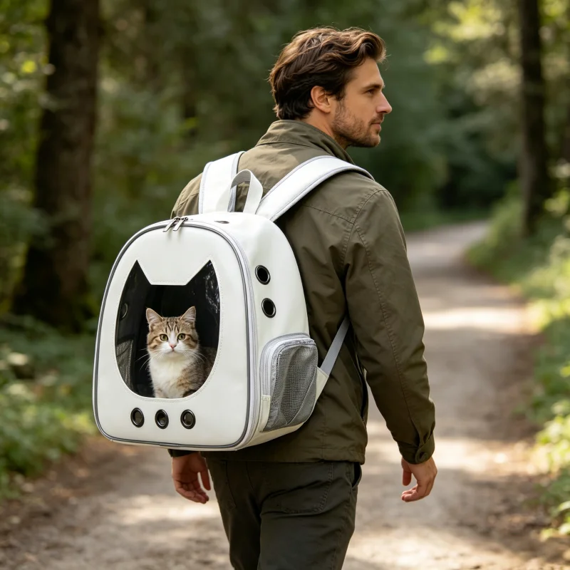 Cat Backpack Carrier for Small Cats Dogs, Breathable PU Pet Travel Backpack with Window 1005012388666382