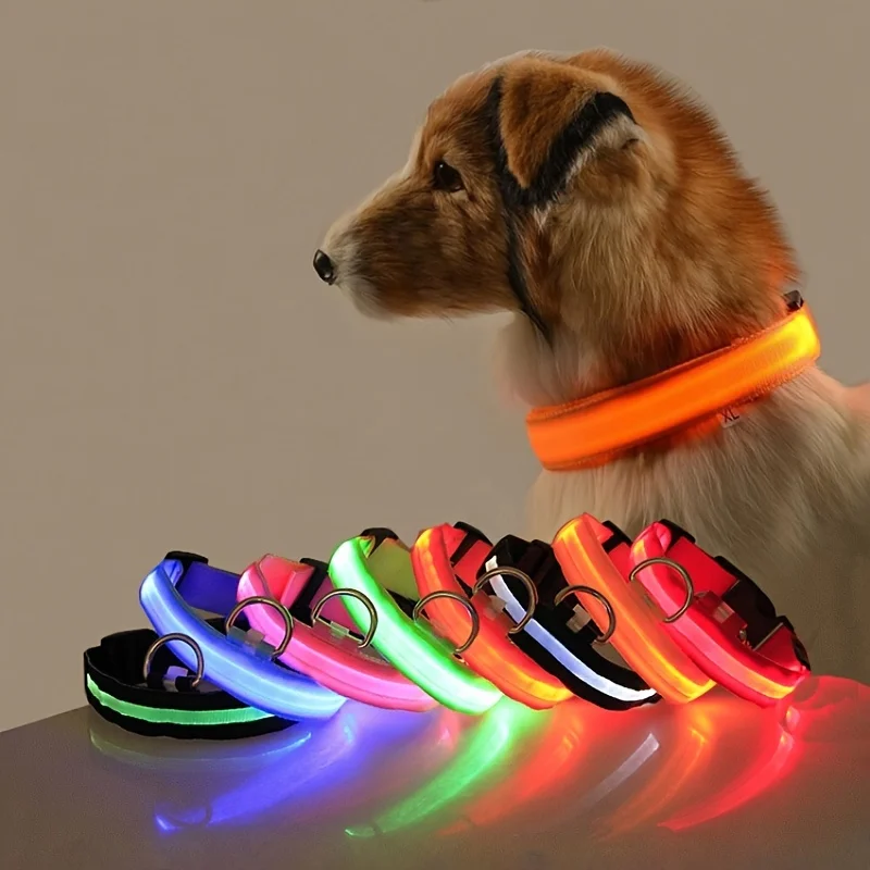 Nylon LED Night Safety Flashing Glow in the Dark Dog Leash Dogs Luminous Fluorescent Pet Dog Collar 1005012388699672