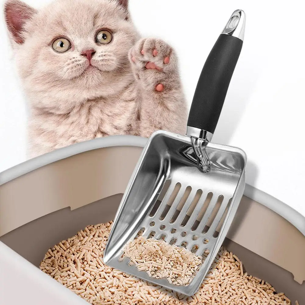 Stainless Steel Cat Litter Scoop with Non-Slip Rubber Handle, for All Cat Litter Types 1005012388742765