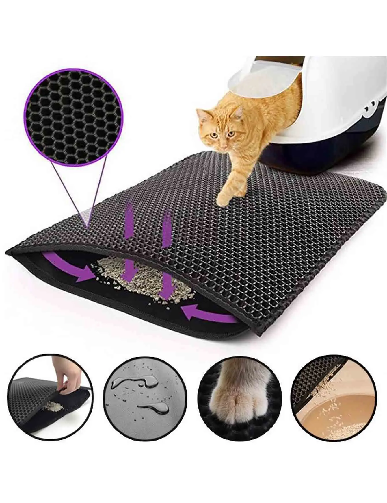 Cat Litter Mat Double Layer Pet Non Slip Big Pet Litter Box Filter Matwear Resistant Waterproof 1005012391135848