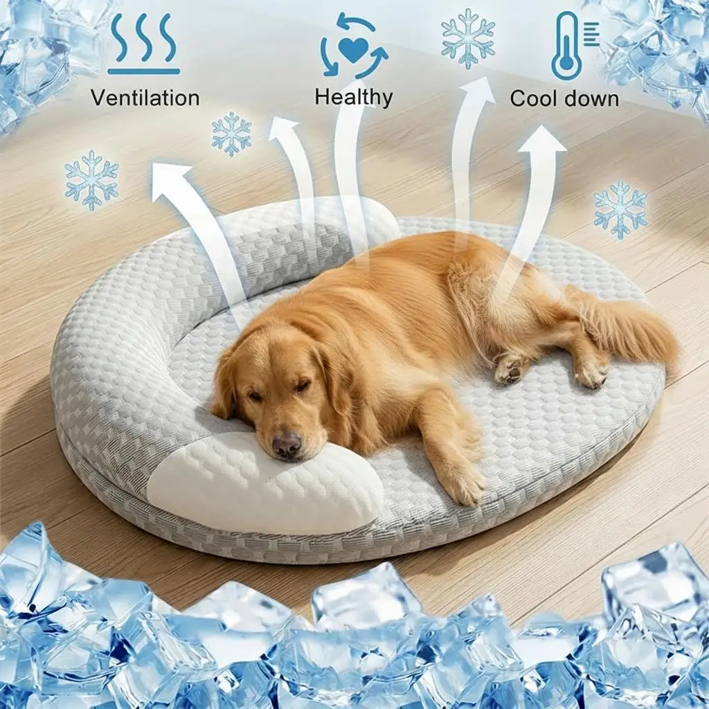 Mat for Dog Cooling Bed Summer Large Beds Cats Accessory Basket Dogs Fluffy Pet Supplies Big Small 1005012391239778