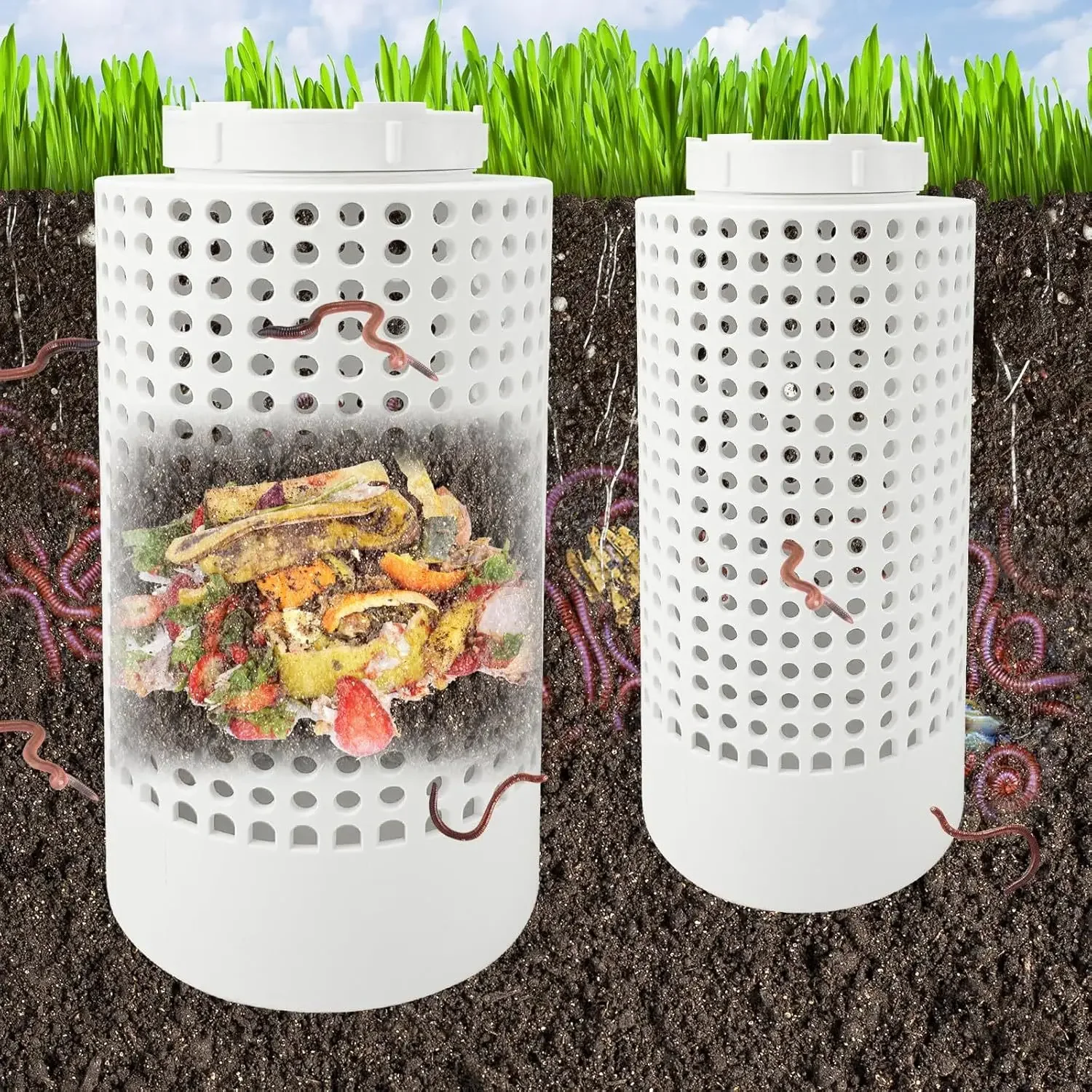 Outdoor Underground Worm Compost Bin In-Ground Vermi Farm Kit Odorless Garden Waste Recycler (1PCS) 1005012394593466