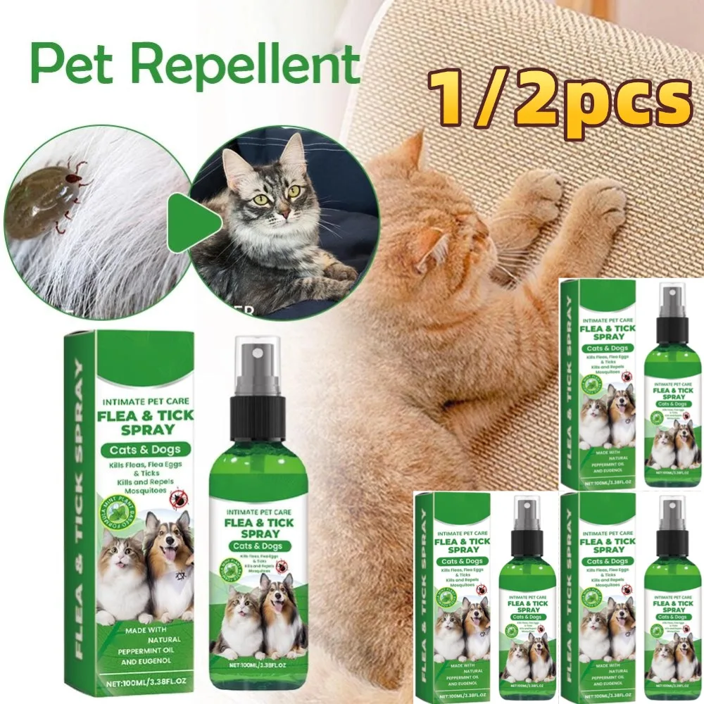 Dog Cat Repel Fleas Mites Pet Cleaning Spray Hair Skin Insect Repellent Spray Pet Insect (100ml) 1005012394623806