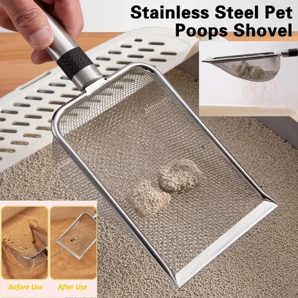 Metal Durable Pet Toilet Clean Tools Deep Shovel Sand Leakage Litter Scoop Sliver Stainless Steel 1005012397282880