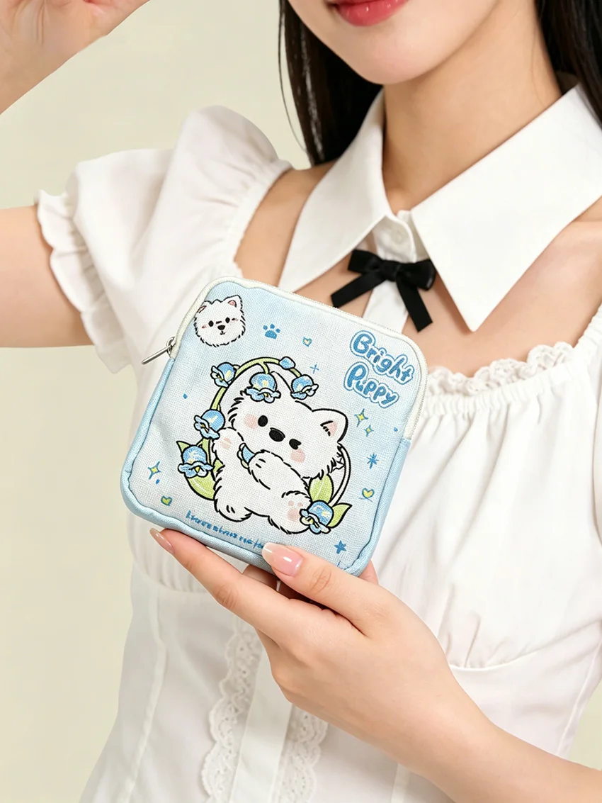 Cartoon Puppy Print Storage Pouch, Portable Mini Bag for Data Cables, Cosmetics and Small Items 1005012398110534