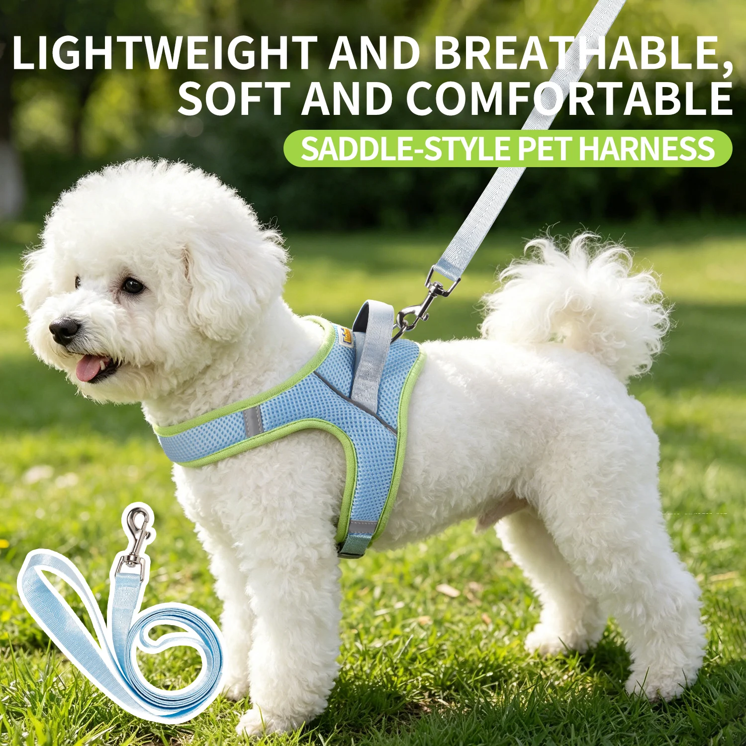 Pet Harness Vest Chest Rope Set Reflective Soft Breathable Handle Cat Dog Leash for Small Medium 1005012401441397