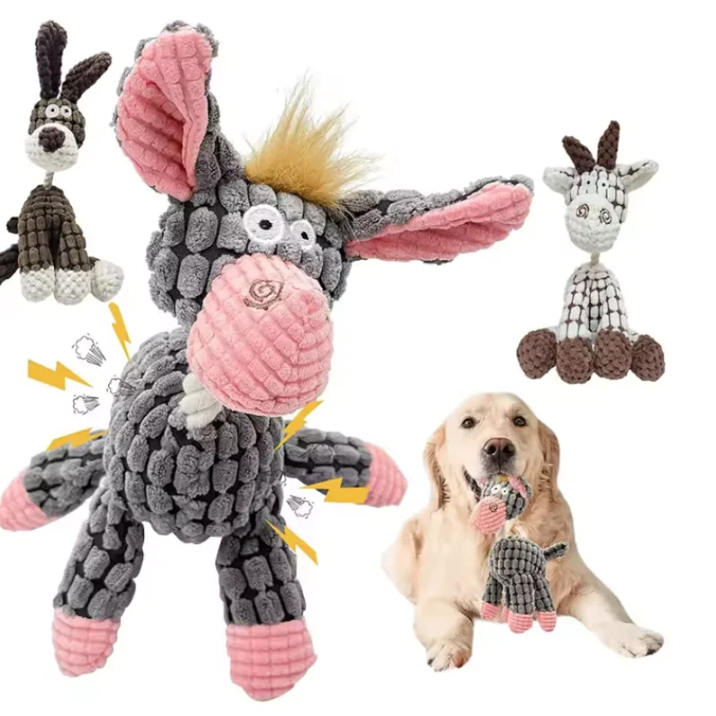 New Plush Squeaky Puppy Chew Toys Interactive Teething Training Dog Toys for Small Dogs Cute Donkey 1005012402516684