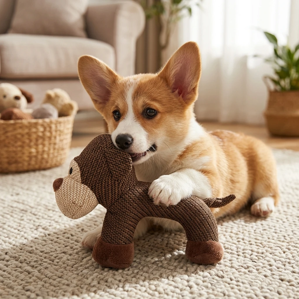 Dog Chew Resistant Plush Toy with Sound Small Pet Squeaky Animal Shaped Dental Care Toy for Medium 1005012403027035