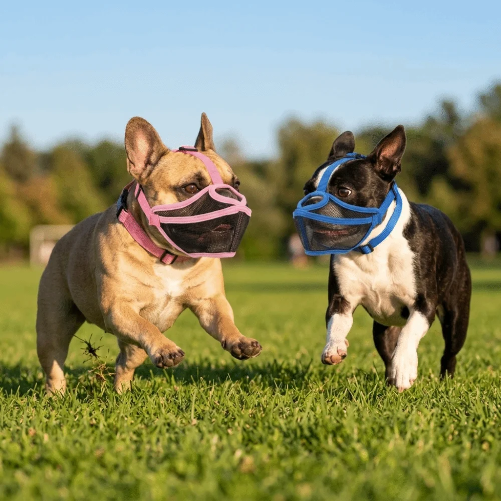 Comfort Wear Short Nose Fit Dog Muzzle Adjustable Breathable Bulldog Muzzle Flexible Lightweight 1005012403113357