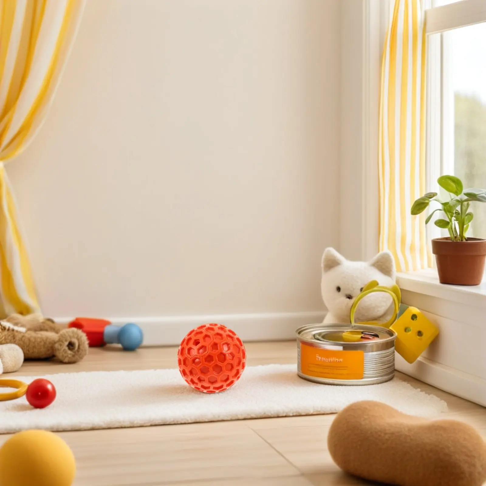 Squeaky Rubber Dog Ball Honeycomb Texture Sturdy Yet Soft for Small Medium Dogs Interactive Play 1005012404160971