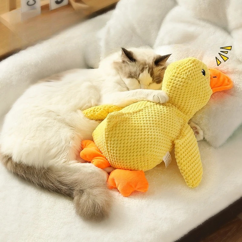 Squeaky Duck Plush Dog Toy Bite-Proof Soft Stuffed Doll Teeth Cleaning Interactive Play Companion 1005012404692658