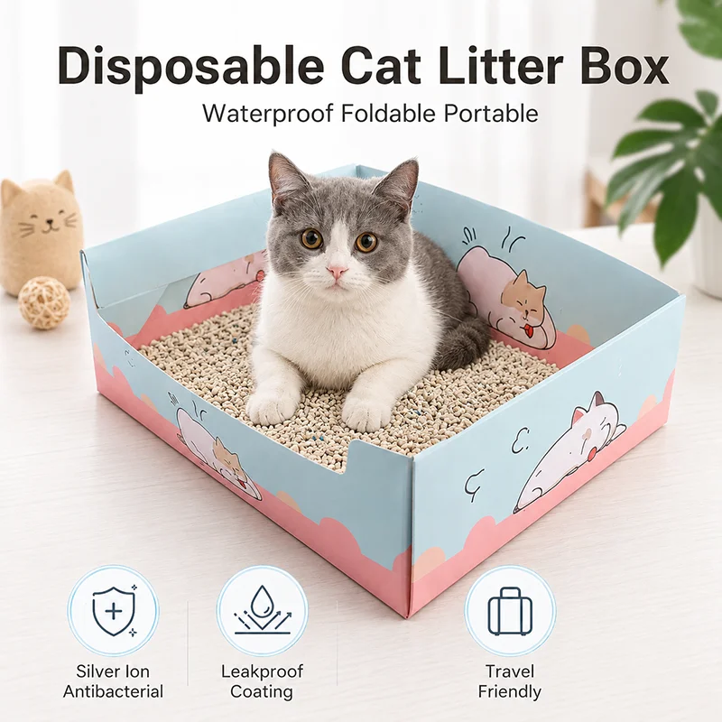 1/3 Pcs Disposable Cat Litter Box Foldable Portable Travel Cat Toilet Tray 1005012404982829