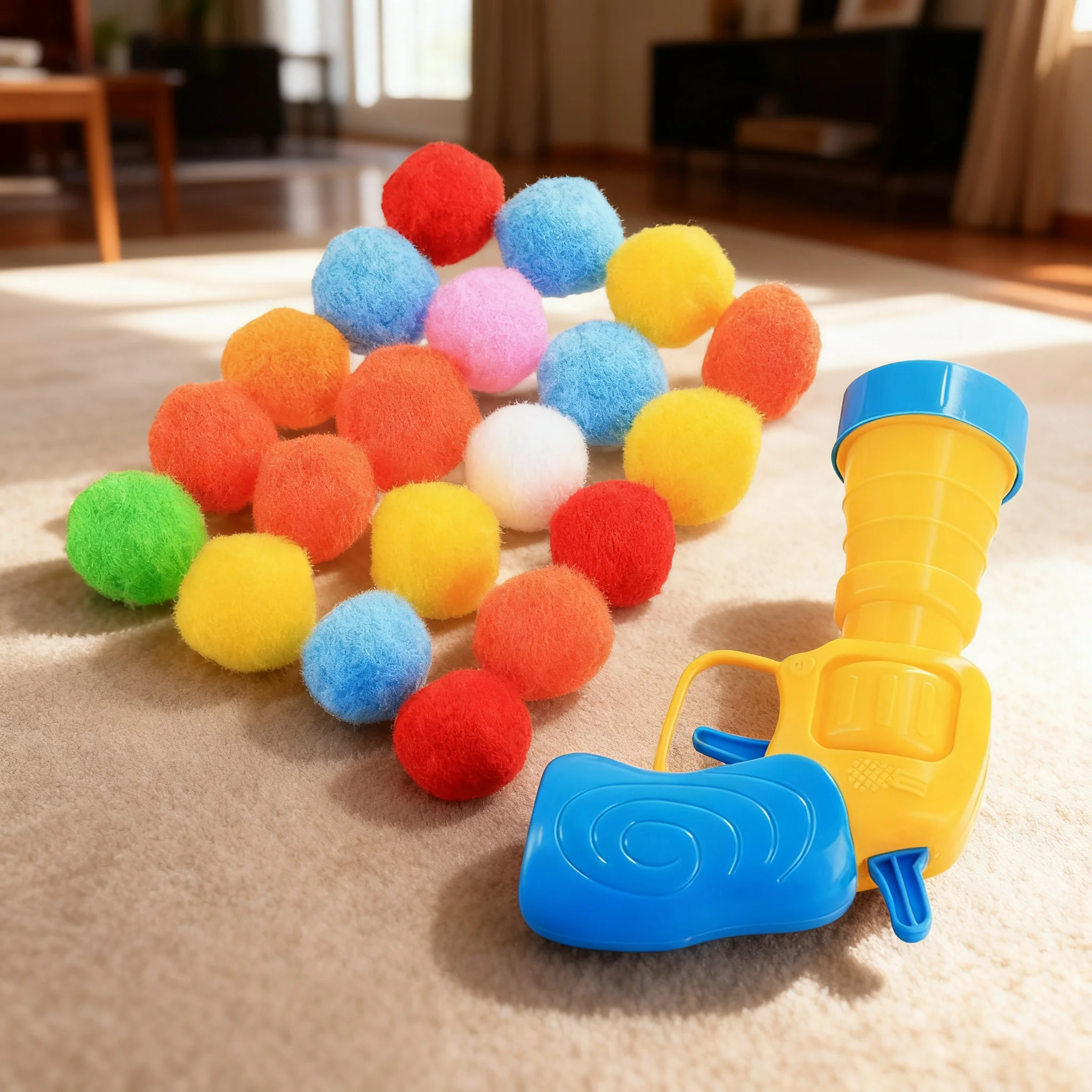 Cat Plush Ball Shooting Gun Funny Cat Toys Interactive Launch Training Toy for Pet Kitten (20pcs) 1005012405268137