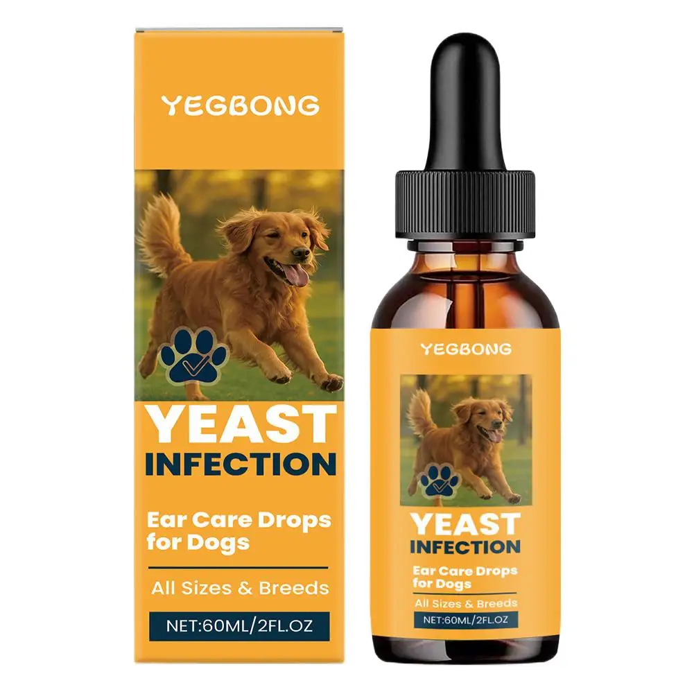 Pet Ear Cleaner Dogs Care Drops 60ml for Yeast Infection Relief, Itch Soothing, Reduce Odor 1005012406082788